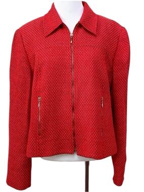 Vintage CARLISLE Blazer Jacket 14 Structured Zip Up Red Size 14 Office Work